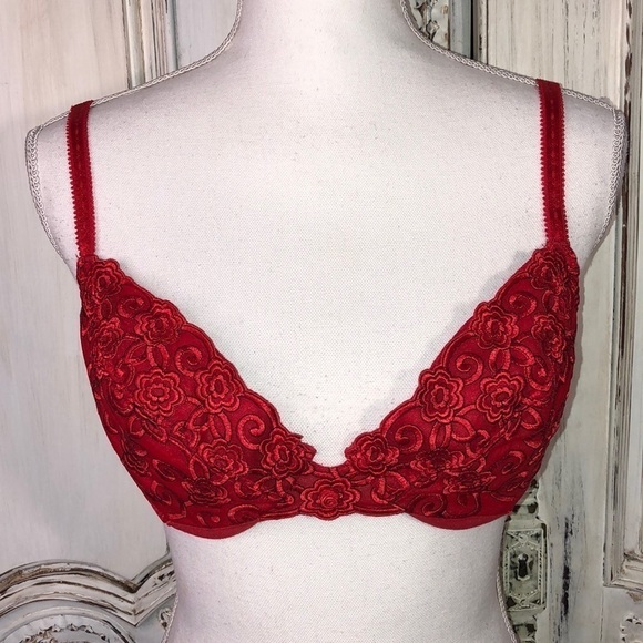 Partners Intimates Red and Black Underwire Lightly Padded Bra Size 36 C - Picture 1 of 9